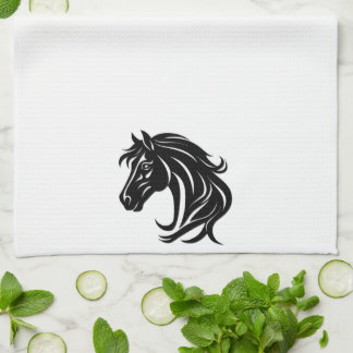 Magnificent Black Horse Head   Kitchen Towel