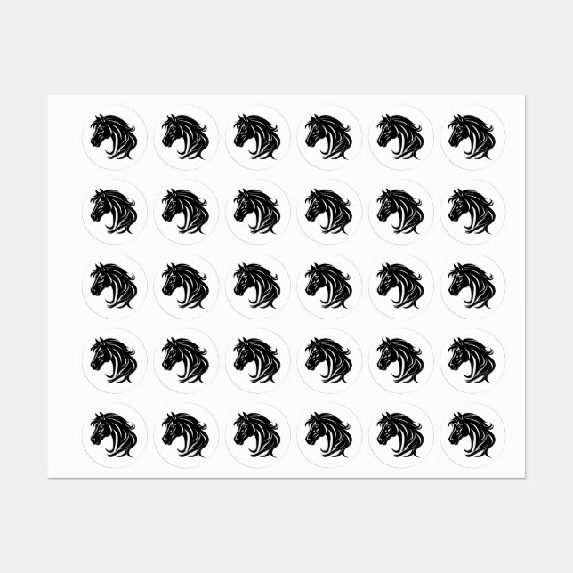 Magnificent Black Horse Head   Labels (Sheet)