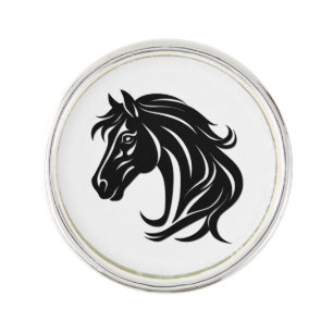 Magnificent Black Horse Head Lapel Pin