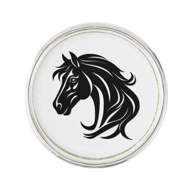 Magnificent Black Horse Head   Lapel Pin (Front)