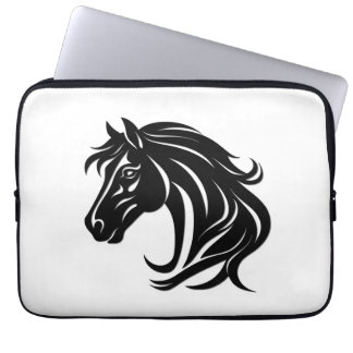 Magnificent Black Horse Head   Laptop Sleeve