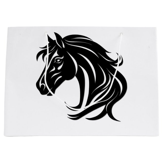 Magnificent Black Horse Head   Large Gift Bag (Front)