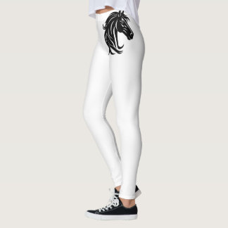 Magnificent Black Horse Head   Leggings