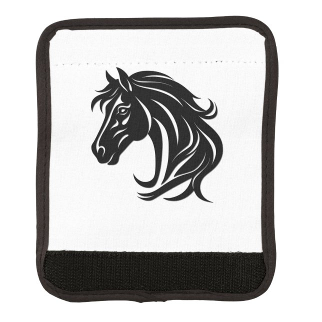 Magnificent Black Horse Head   Luggage Handle Wrap (Front)