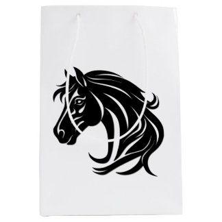 Magnificent Black Horse Head   Medium Gift Bag