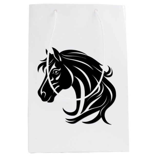 Magnificent Black Horse Head   Medium Gift Bag (Front)