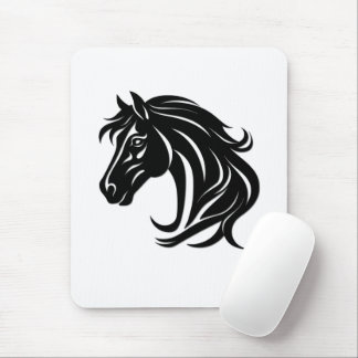 Magnificent Black Horse Head   Mouse Pad