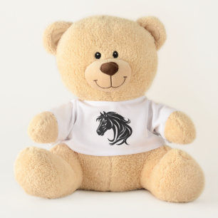 Magnificent Black Horse Head Name on Back Teddy Bear