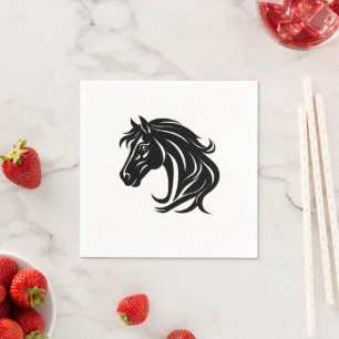 Magnificent Black Horse Head   Napkins