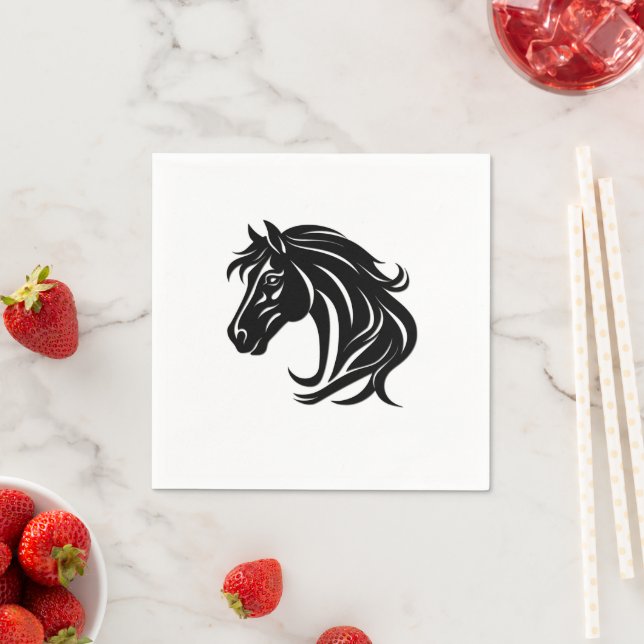Magnificent Black Horse Head   Napkins (Insitu)