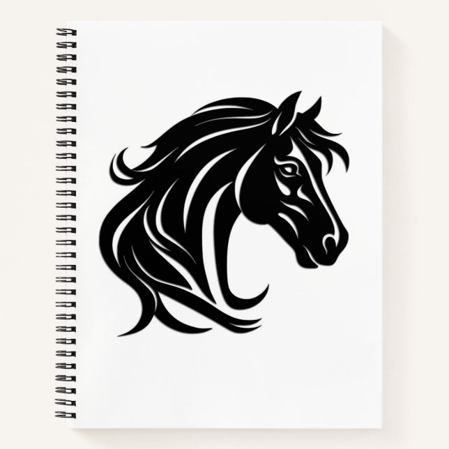 Magnificent Black Horse Head   Notebook (Front)