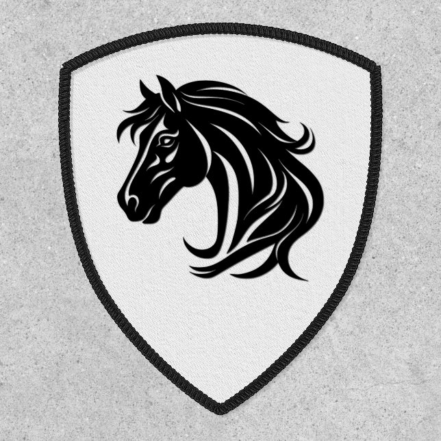 Magnificent Black Horse Head   Patch (Front)