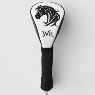 Magnificent Black Horse Head Personal Initials Golf Head Cover