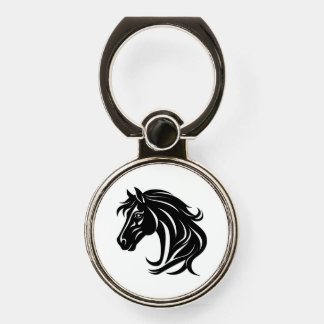 Magnificent Black Horse Head   Phone Ring Stand