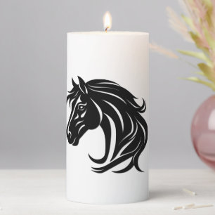Magnificent Black Horse Head Pillar Candle