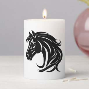 Magnificent Black Horse Head Pillar Candle