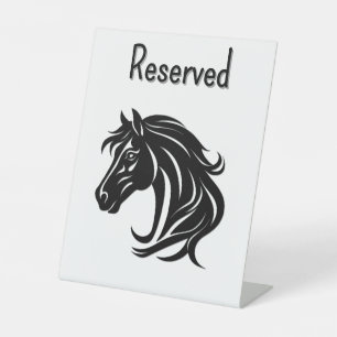 Magnificent Black Horse Head Reserved Table Pedestal Sign