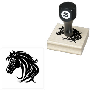 Magnificent Black Horse Head Rubber Stamp