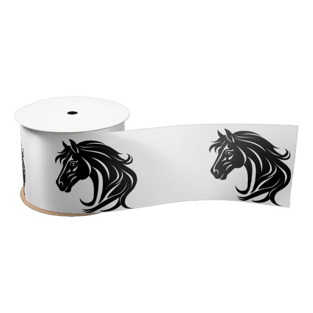 Magnificent Black Horse Head   Satin Ribbon (Spool)