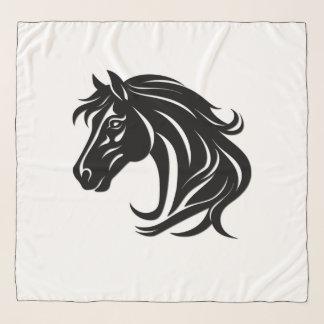 Magnificent Black Horse Head   Scarf