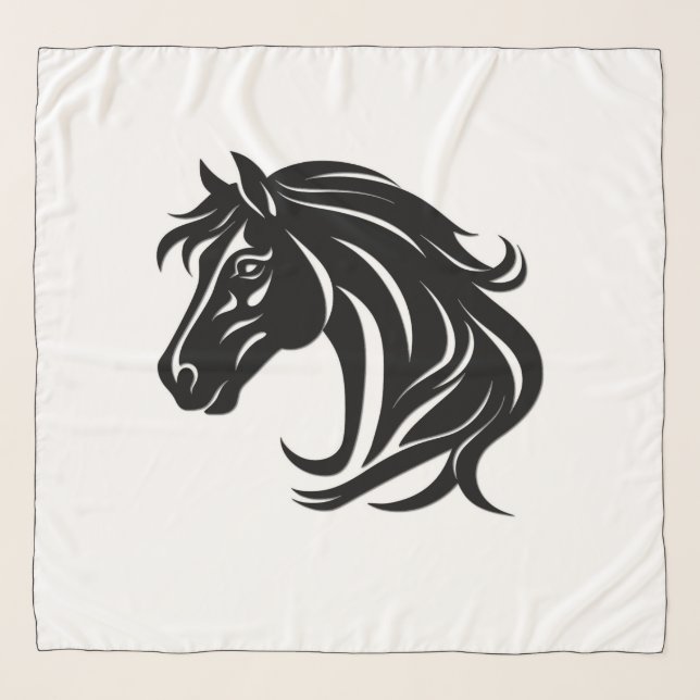 Magnificent Black Horse Head   Scarf (Front)