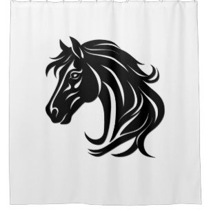 Magnificent Black Horse Head Shower Curtain