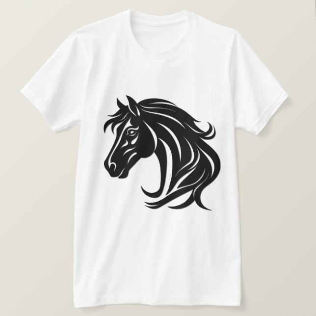 Magnificent Black Horse Head   T-Shirt (Design Front)