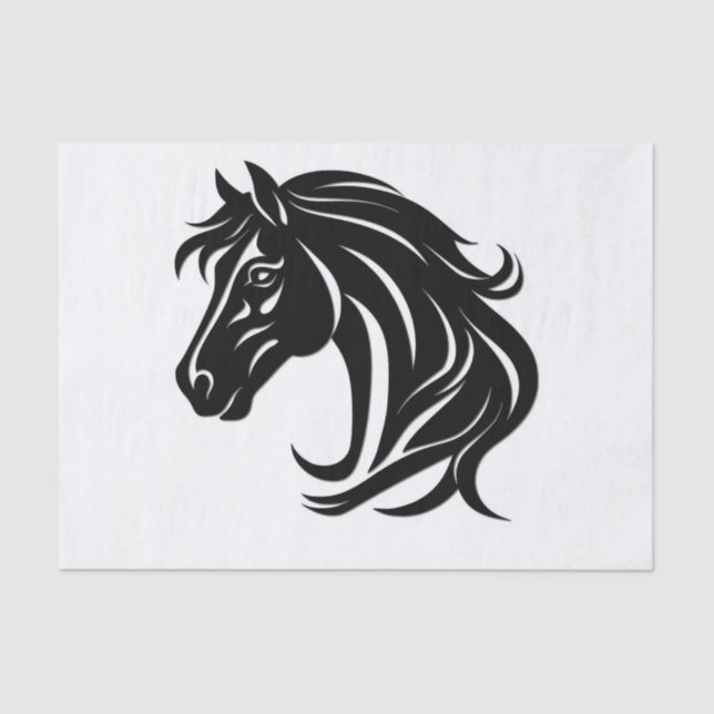 Magnificent Black Horse Head   Tissue Paper (Front)