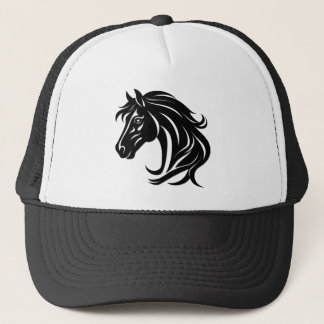 Magnificent Black Horse Head   Trucker Hat