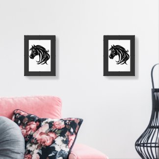 Magnificent Black Horse Head Wall Art Sets
