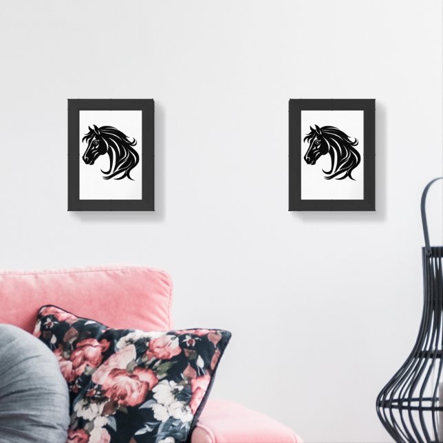 Magnificent Black Horse Head   Wall Art Sets (Livingroom)