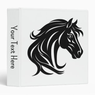 Magnificent Black Horse Head with Custom Text 3 Ring Binder