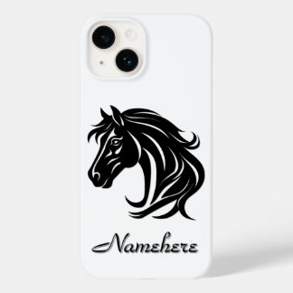 Magnificent Black Horse Head with Name   Case-Mate iPhone 14 Case