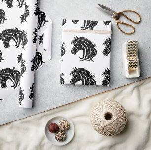Magnificent Black Horse Head Wrapping Paper
