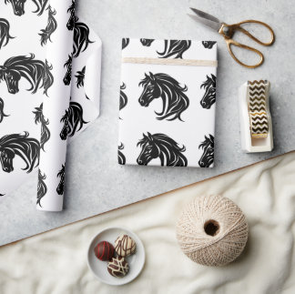 Magnificent Black Horse Head   Wrapping Paper