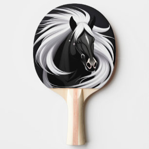 Magnificent Black Horse Ping Pong Paddle