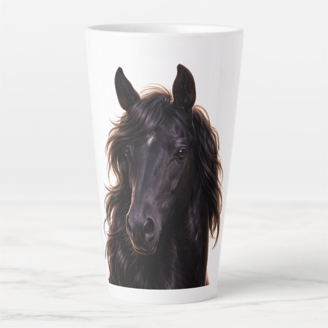 Magnificent Black Stallion Latte Mug (Front)