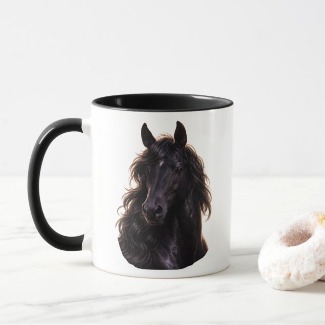 Magnificent Black Stallion Mug (With Donut)