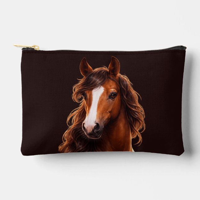Magnificent, Brown horse with white blaze Accessory Pouch (Front)