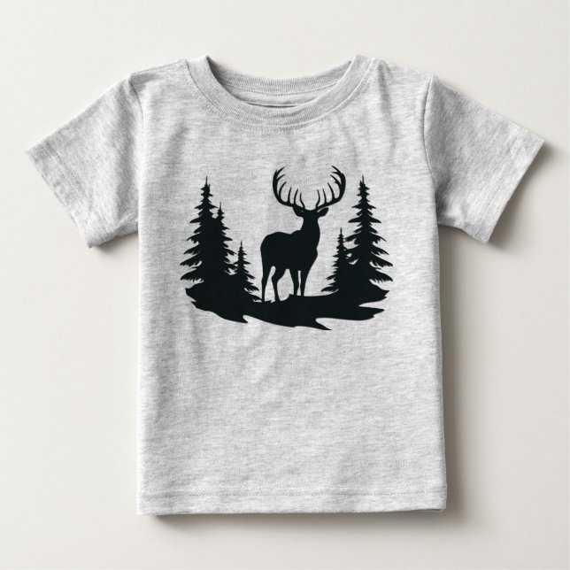 Magnificent Buck Among Pine Trees Baby T-Shirt (Front)