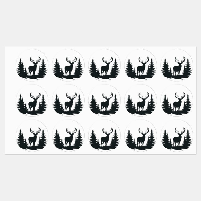 Magnificent Buck Among Pine Trees Labels (Sheet)