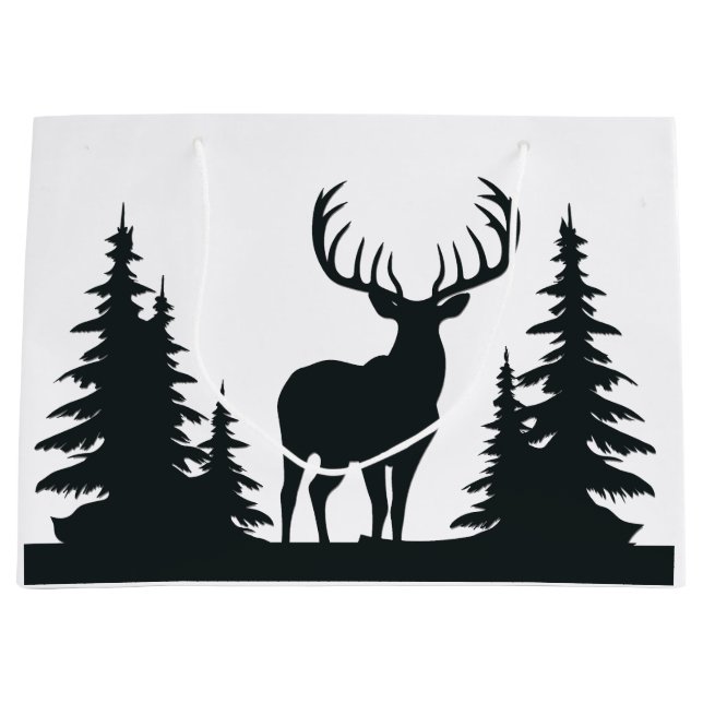 Magnificent Buck Among Pine Trees Large Gift Bag (Front)