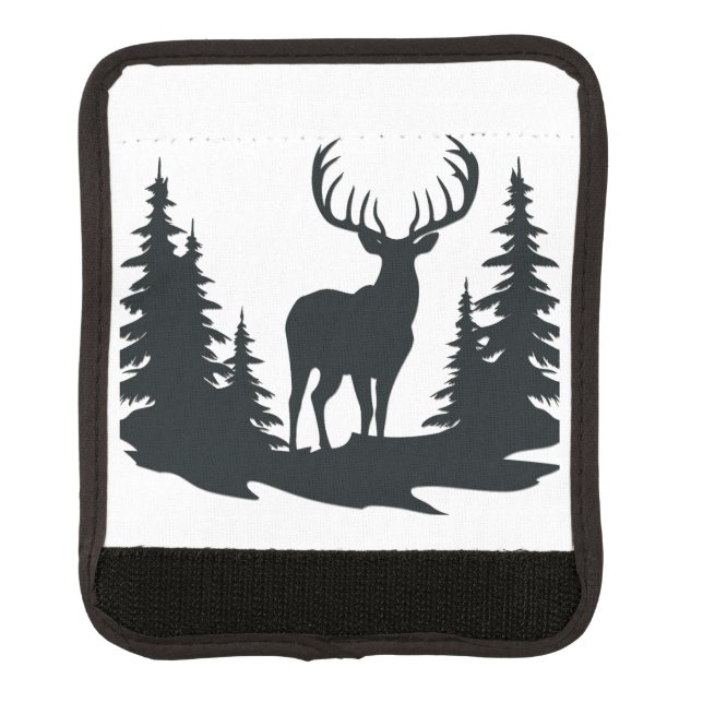 Magnificent Buck Among Pine Trees Luggage Handle Wrap (Front)