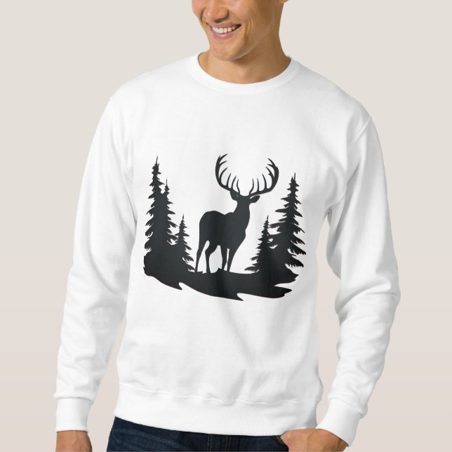 Magnificent Buck Among Pine Trees Sweatshirt (Front)