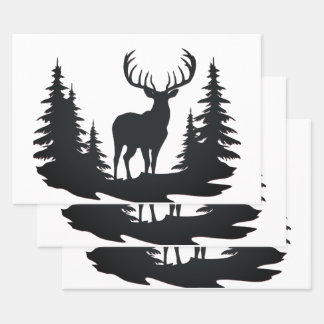 Magnificent Buck Among Pine Trees Wrapping Paper Sheets