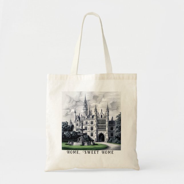 Magnificent Castle with Customizable Text Tote Bag (Front)