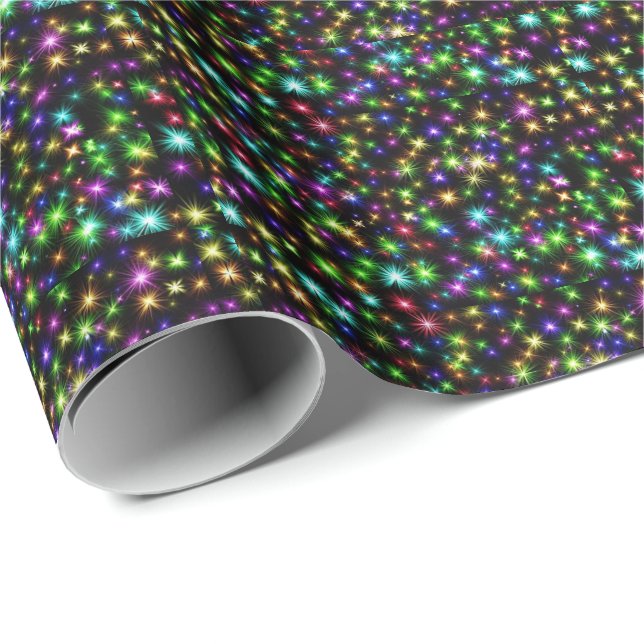 Magnificent Christmas Colorful Sparkly SParks Wrapping Paper (Roll Corner)