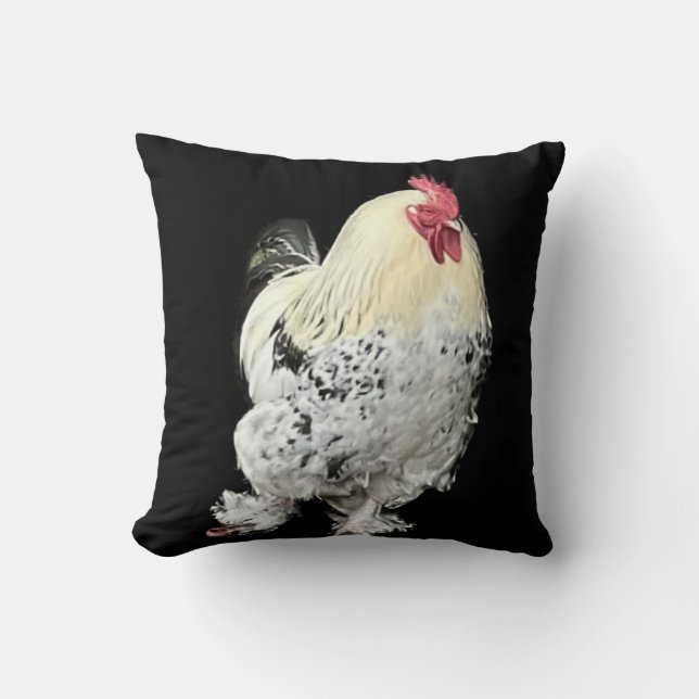 Magnificent Cockerel with feathered feet. Throw Pillow (Front)