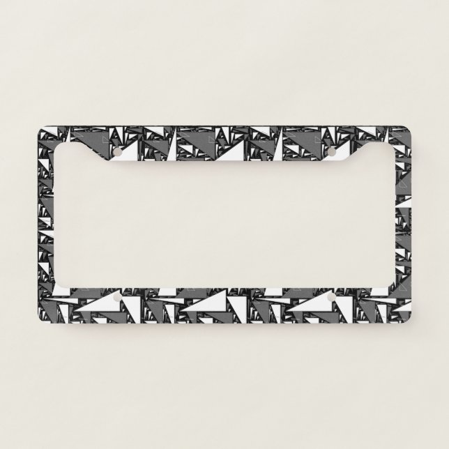 Magnificent Cool Gorgeous Grey White Triangle License Plate Frame (Front)