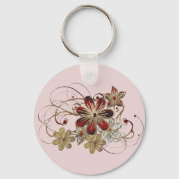 Magnificent Cool Perfect Modern Flowers Keychain